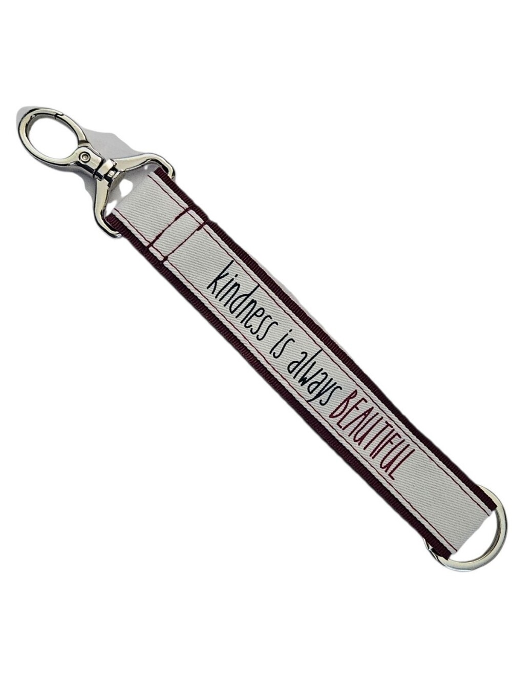 Inspirational "Kindness is Always Beautiful" Fabric Wristlet Keychain Strap